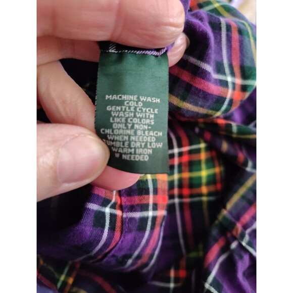 LRL Lauren Jeans Co. Ralph Lauren Size 2X Purple Plaid Cotton Shirt Button-Up - Picture 12 of 12